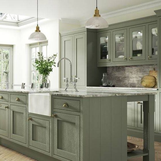 New England fitted kitchen in Atlantic Green