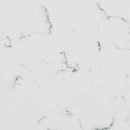 Close-up of a white marble surface with subtle gray veining.